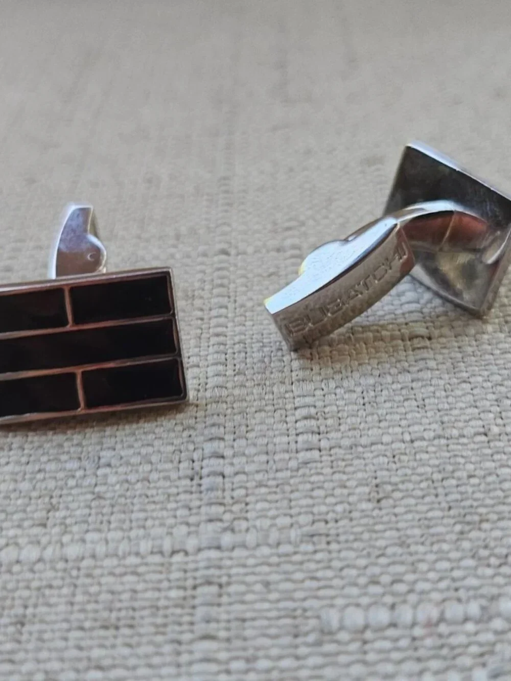 Bughatchi Cuff Link Father day Gifts Cufflinks Black/Silver Tone Stud Cuff Link